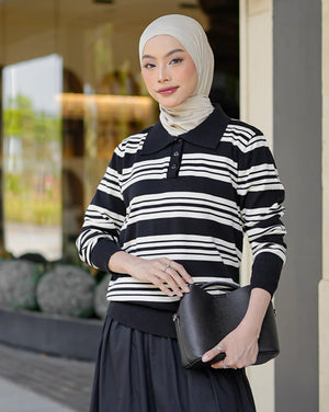 Avery Striped Sweatshirt in Black