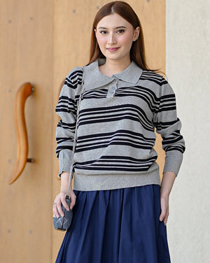 Avery Striped Sweatshirt in Grey