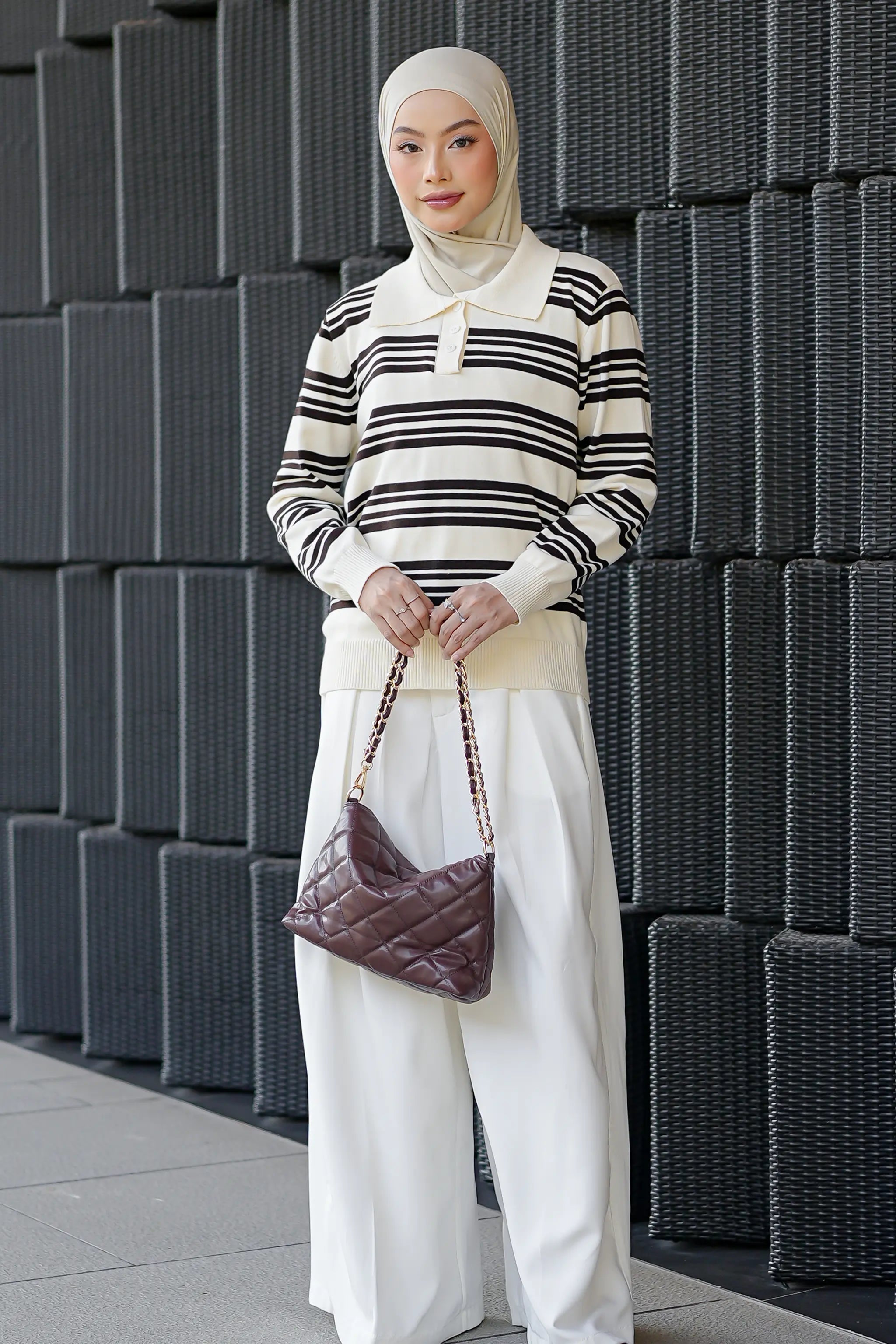 Avery Striped Sweatshirt in White