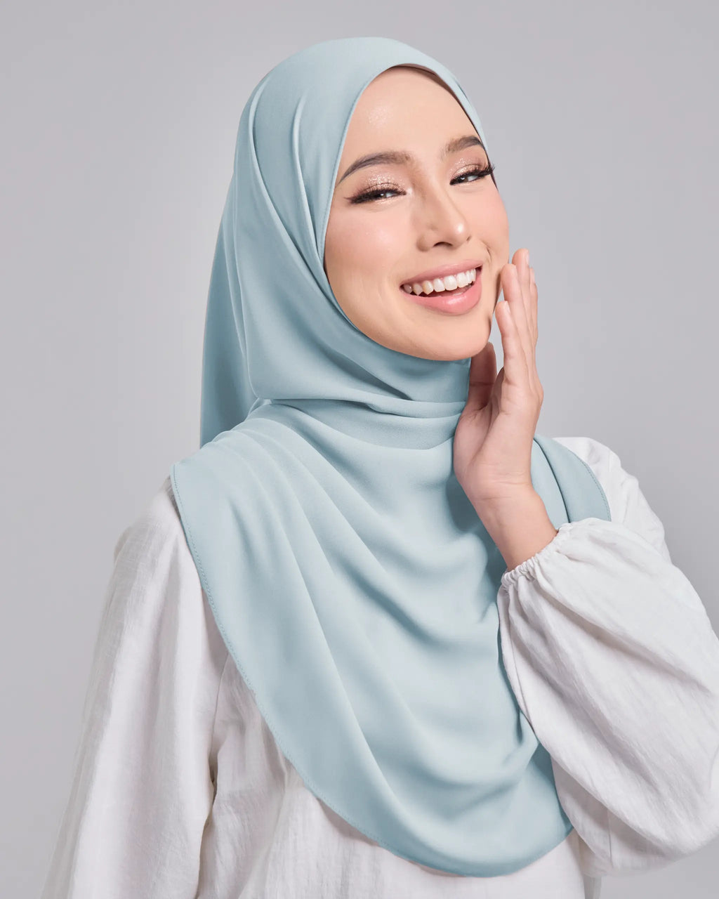 Baesic Premium Chiffon Shawl in Baby Blue