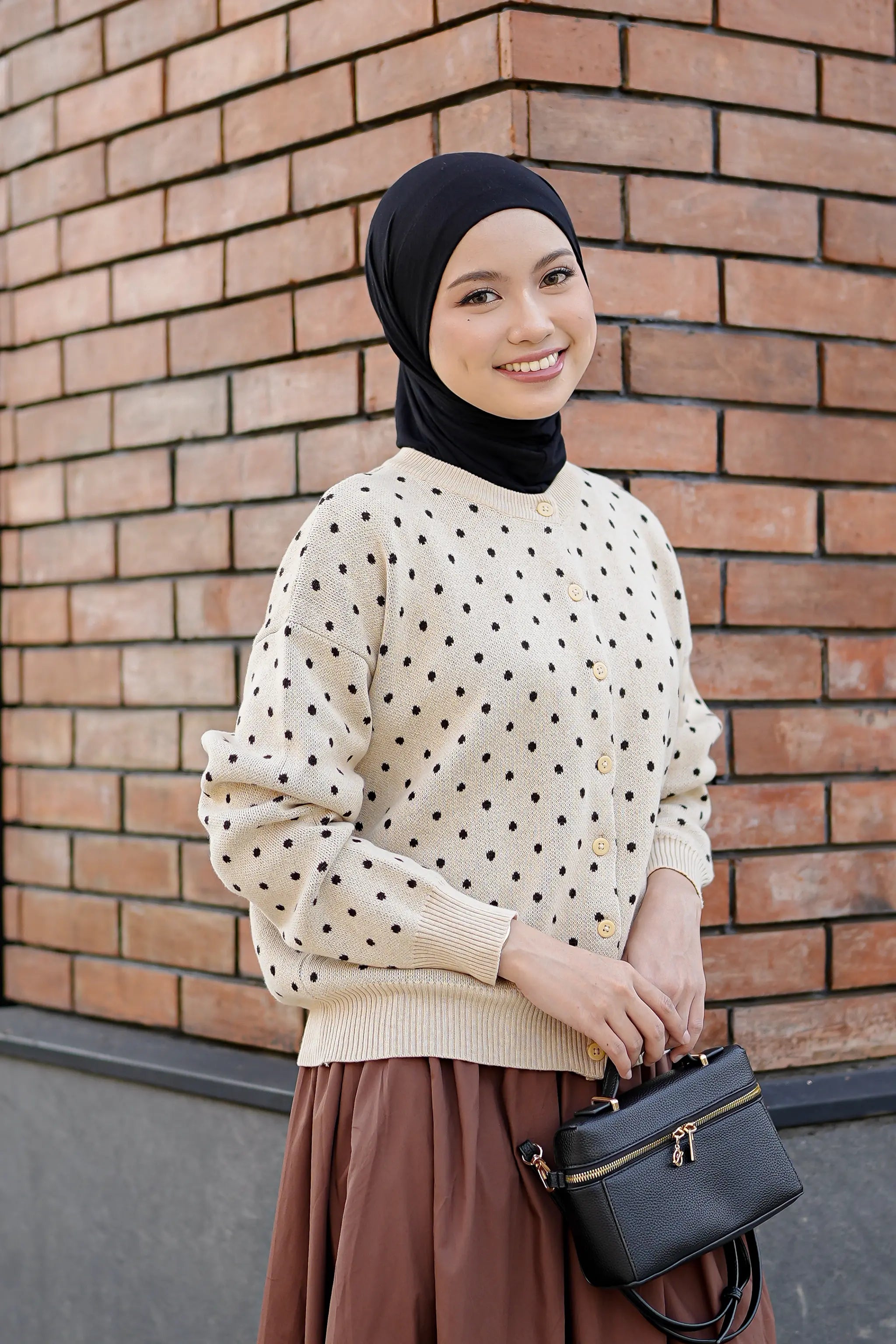 Cassie Polka Cardigan in Cream