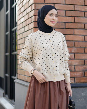 Cassie Polka Cardigan in Cream