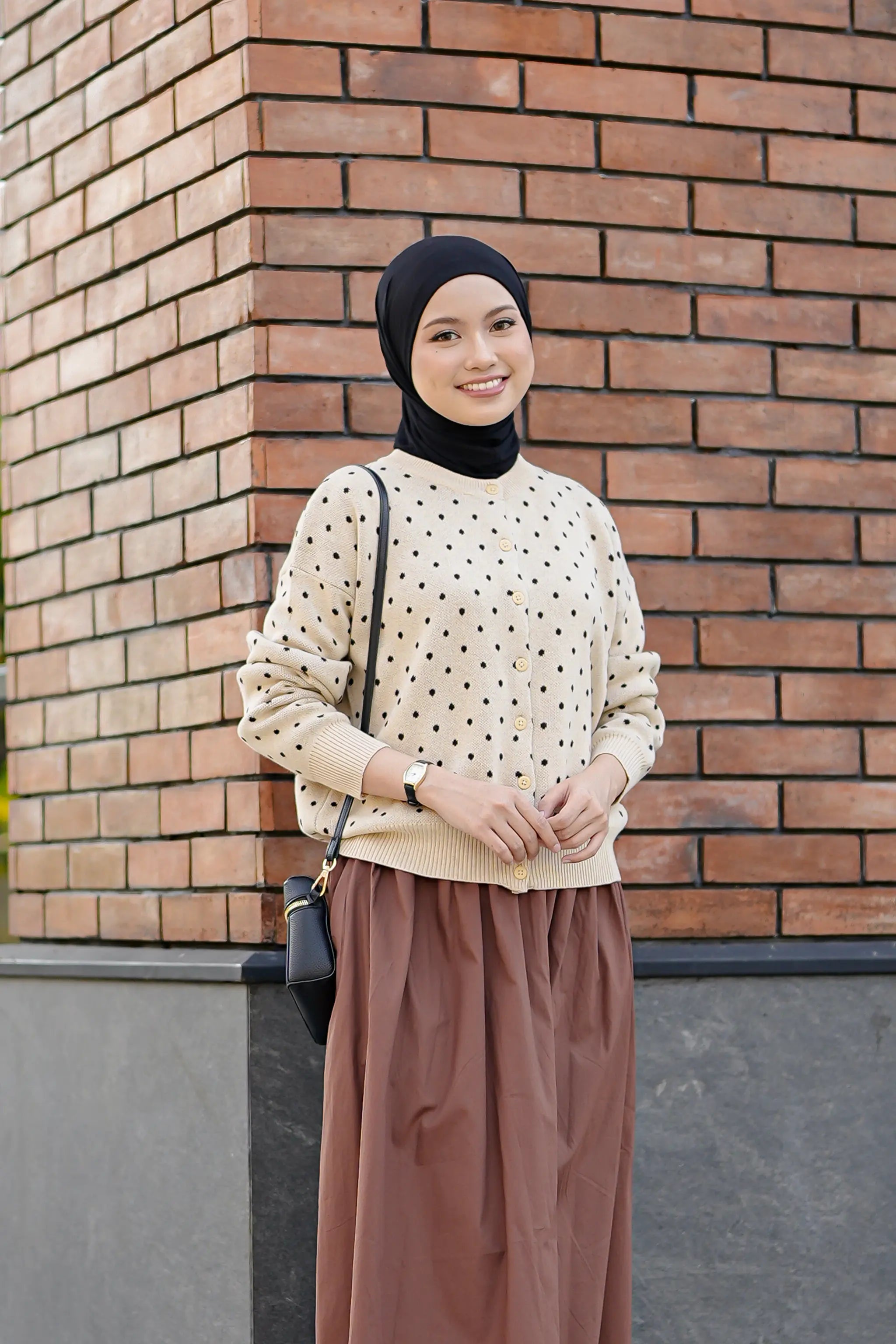 Cassie Polka Cardigan in Cream