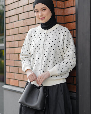 Cassie Polka Cardigan in White