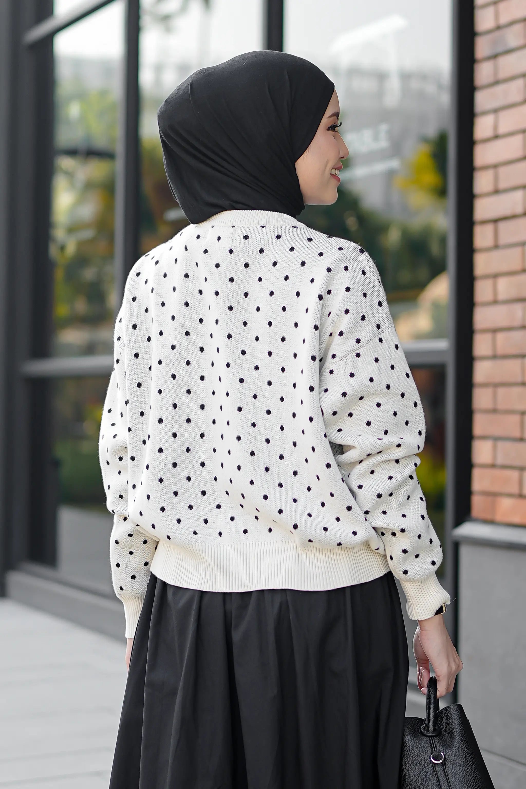 Cassie Polka Cardigan in White