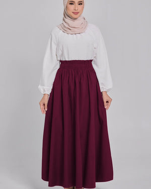 Lily Cotton Poplin Skirt in Maroon