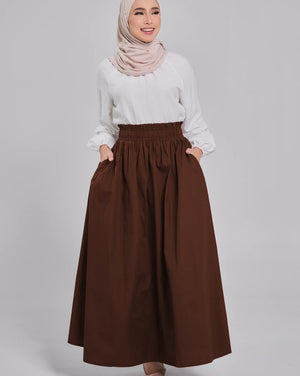 Lily Cotton Poplin Skirt in Brunette