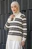 Avery Striped Sweatshirt in White