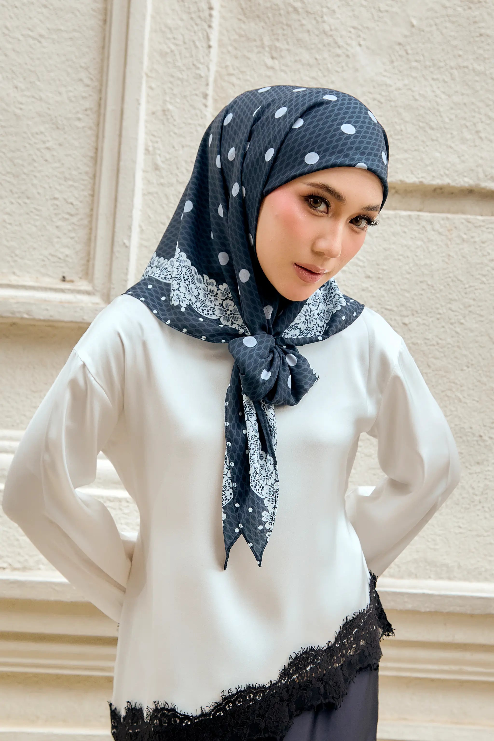 Between The Lace in Midnight | Printed Chiffon Tri-Ezy