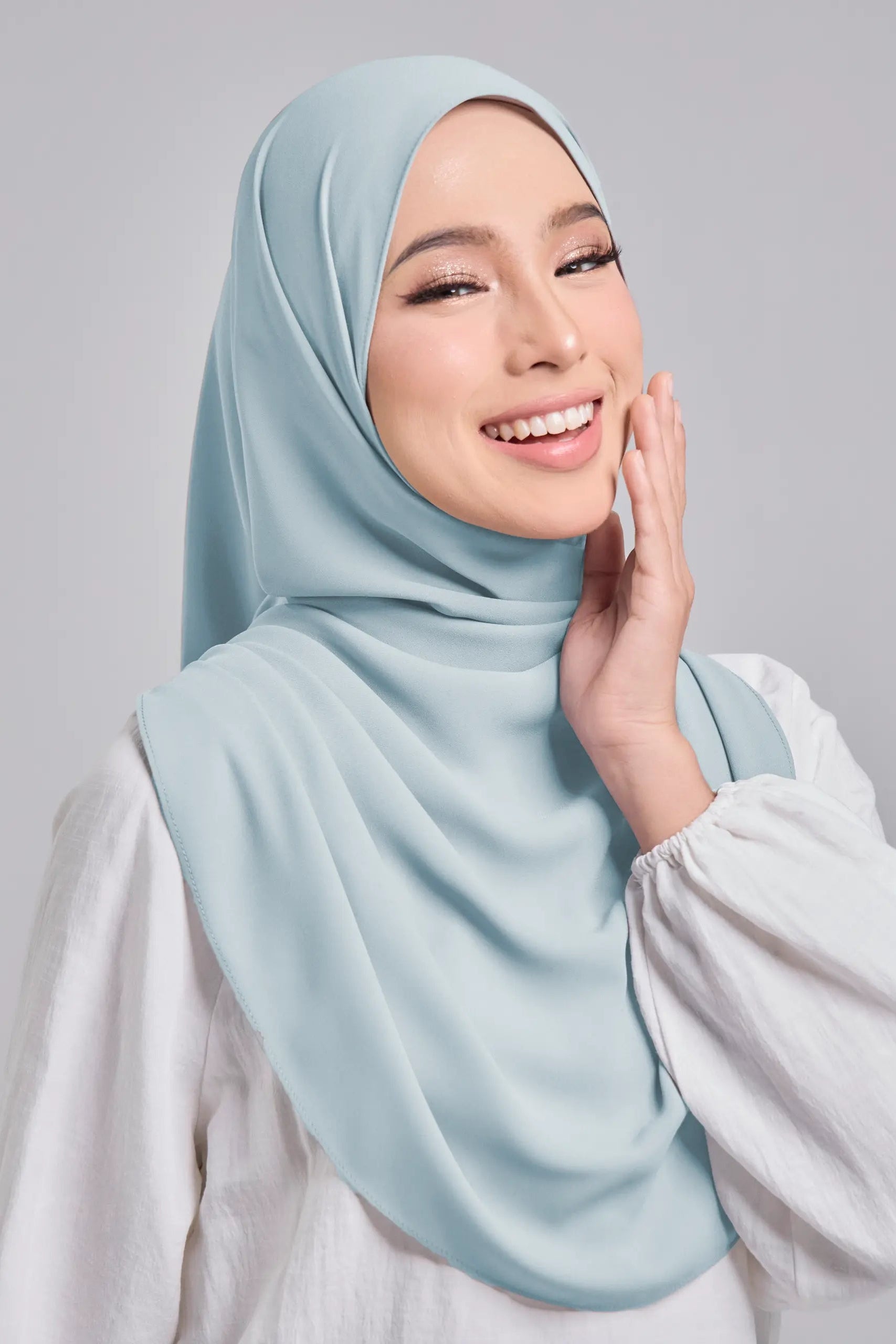 Baesic Premium Chiffon Shawl in Baby Blue