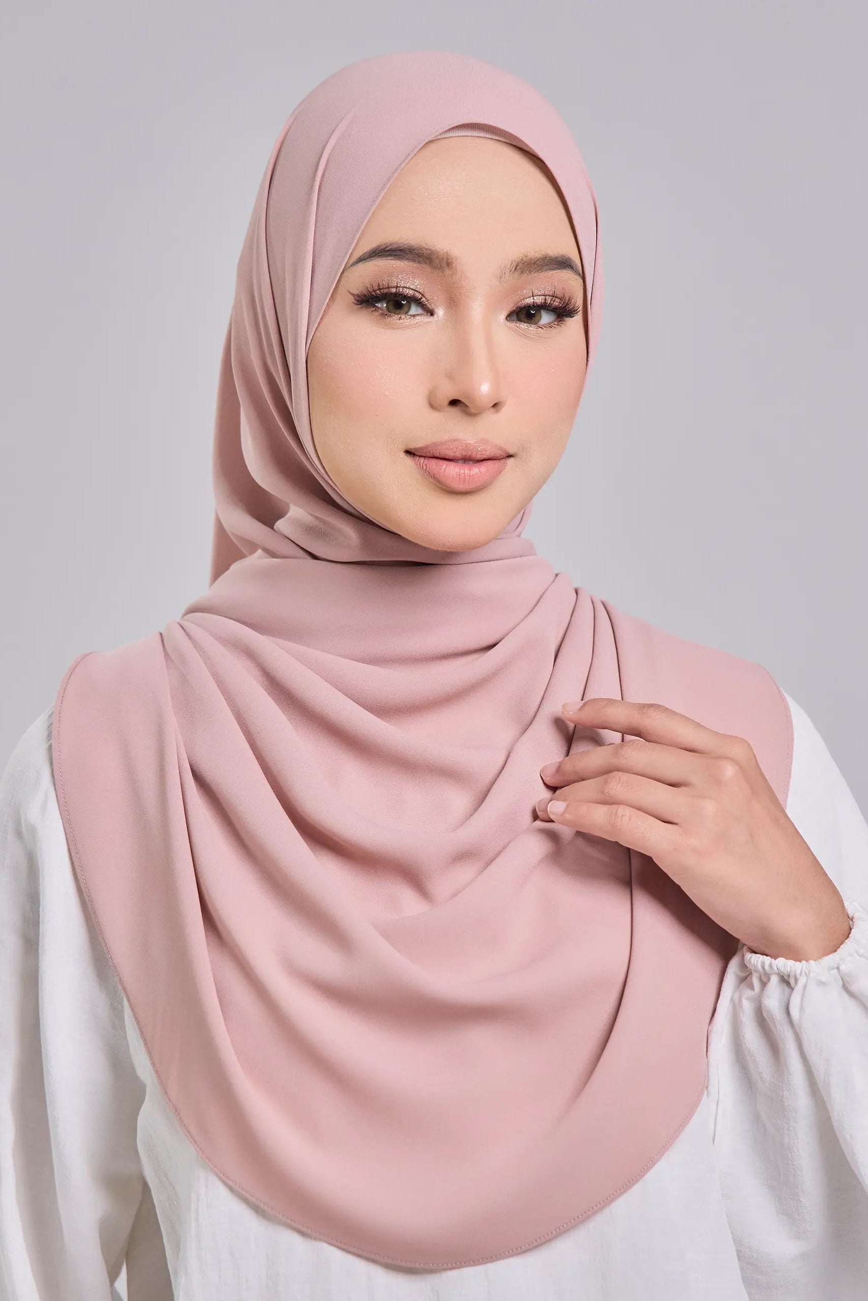 Baesic Premium Chiffon Shawl in Powder Rose