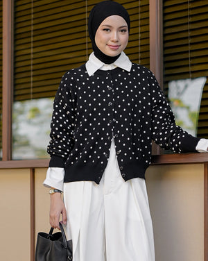Cassie Polka Cardigan in Black