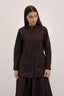 Signature Cotton Poplin Shirt with Mandarin Collar in Cacao