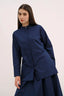 Signature Cotton Poplin Shirt with Mandarin Collar in Navy