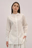 Signature Cotton Poplin Shirt with Mandarin Collar in Off White