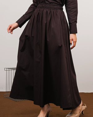 Signature Cotton Poplin Flow Skirt in Cacao